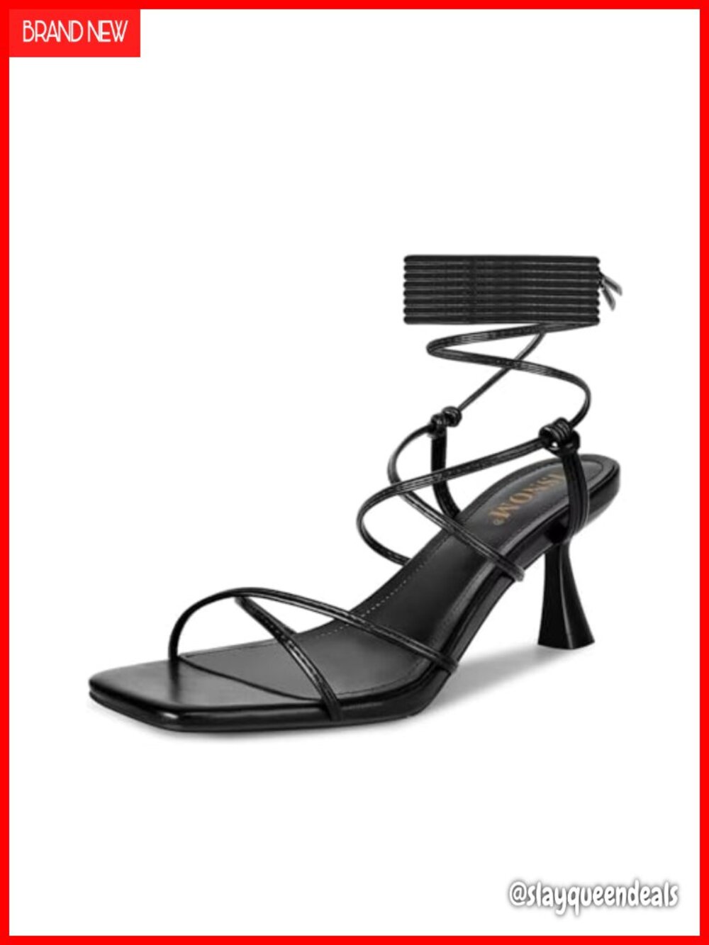 Strappy Lace Up Kitten Heel Sandals Square Toe Stiletto Women's Shoes